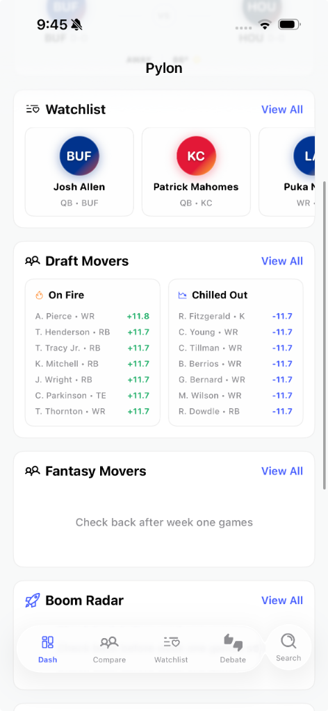 Pylon App Dashboard